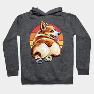 Retro Sunset Corgi Butt by Robert Phelps Hoodie